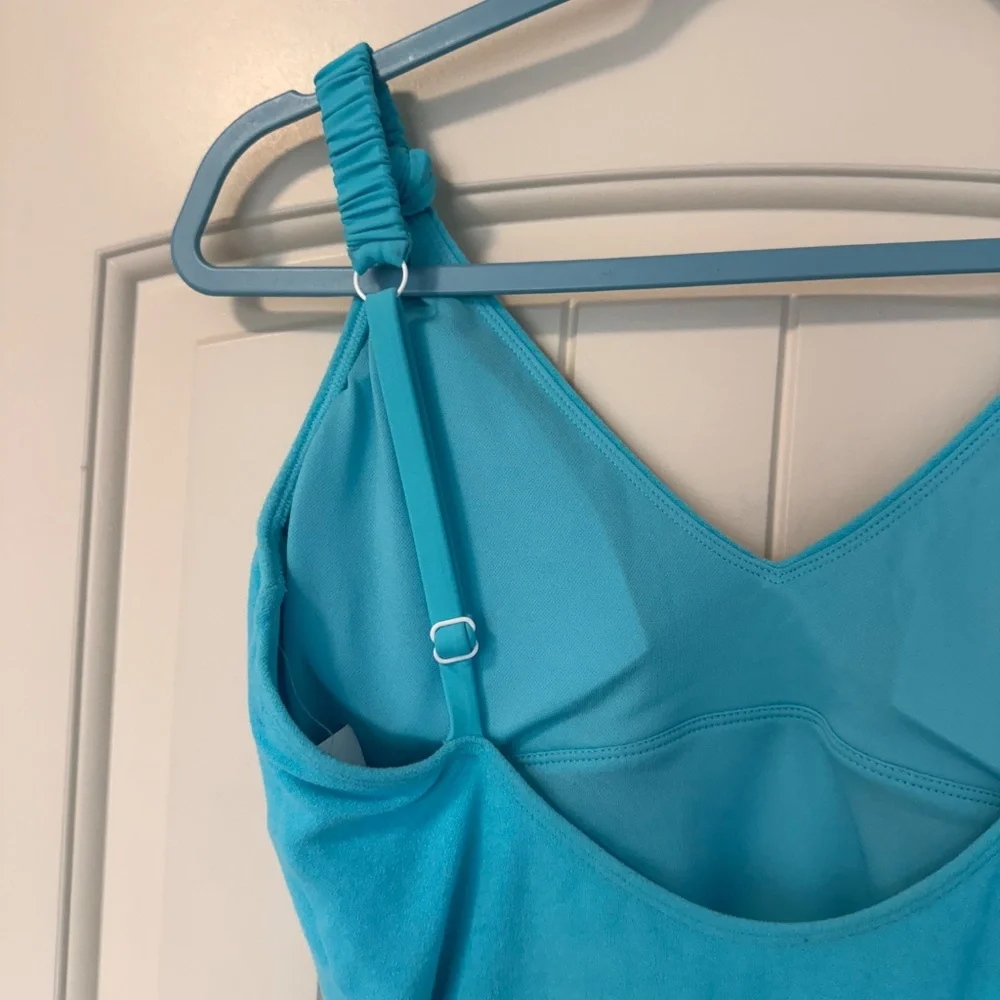 Sanctuary Swim Light Blue Terrycloth‎ High Leg One Piece Swimsuit NWT Size L